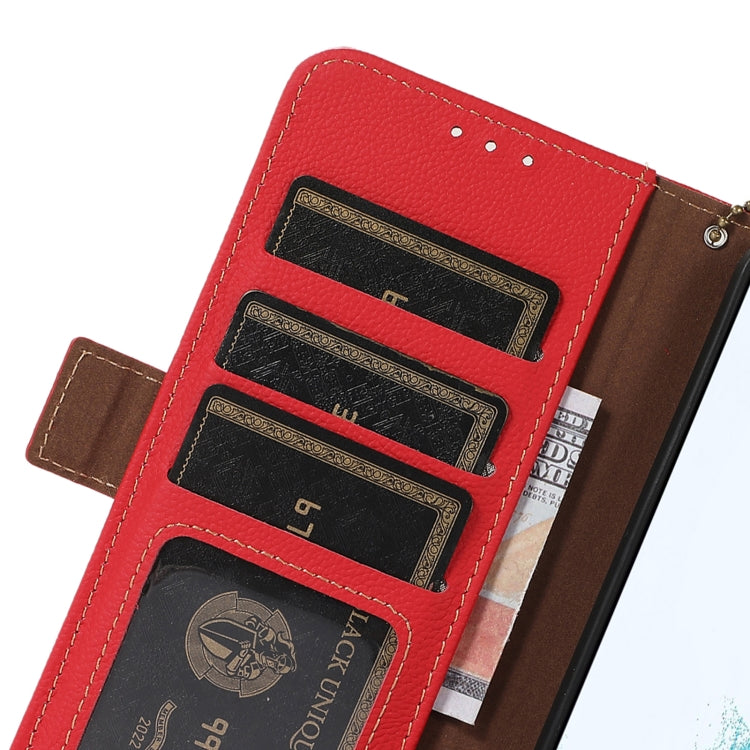 For Huawei Mate 60 Side-Magnetic TJ Genuine Leather RFID Phone Case(Red) - Huawei Cases by PMC TechLife | Online Shopping South Africa | PMC TechLife | Buy Now Pay Later Mobicred