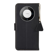 For Huawei Mate 60 Pro Side-Magnetic TJ Genuine Leather RFID Phone Case(Black)