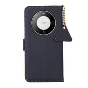 For Huawei Mate 60 Pro Side-Magnetic TJ Genuine Leather RFID Phone Case(Blue)