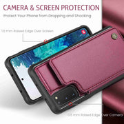 For Samsung Galaxy S20 FE CaseMe C22 Card Slots Holder RFID Anti-theft Phone Case(Wine Red)