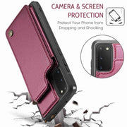 For Samsung Galaxy S20 FE CaseMe C22 Card Slots Holder RFID Anti-theft Phone Case(Wine Red)