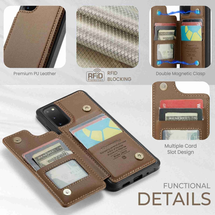 For Samsung Galaxy S20 FE CaseMe C22 Card Slots Holder RFID Anti-theft Phone Case(Brown) - free shipping - PMC Jewellery - Order now!