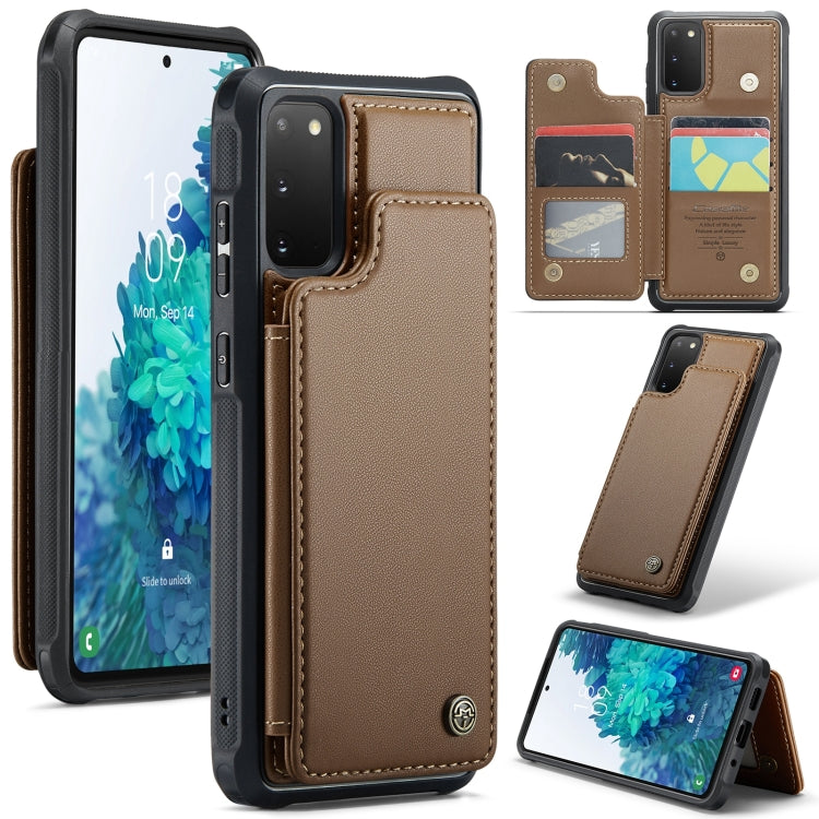 For Samsung Galaxy S20 FE CaseMe C22 Card Slots Holder RFID Anti-theft Phone Case(Brown) - free shipping - PMC Jewellery - Order now!