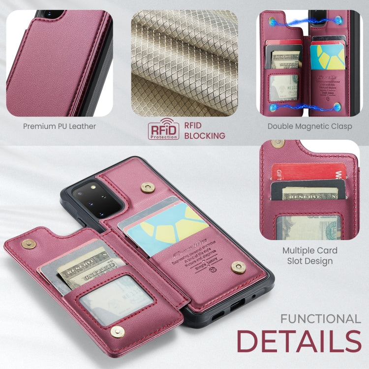 For Samsung Galaxy S20+ CaseMe C22 Card Slots Holder RFID Anti-theft Phone Case(Wine Red)