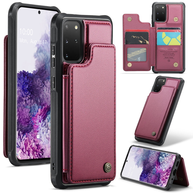 For Samsung Galaxy S20+ CaseMe C22 Card Slots Holder RFID Anti-theft Phone Case(Wine Red) - free shipping - PMC Jewellery - Order now!