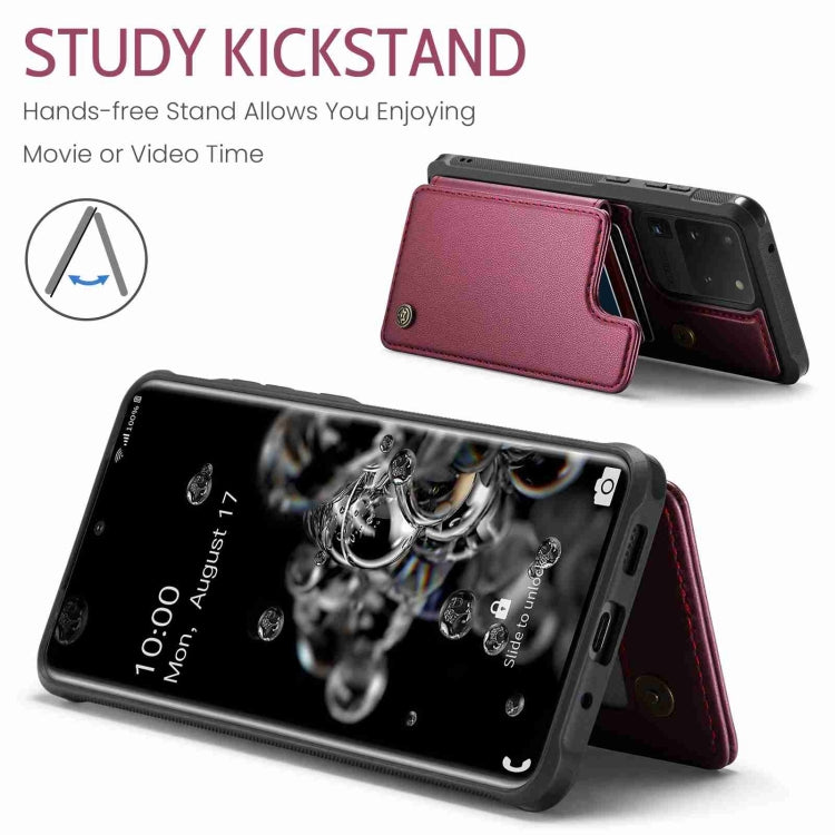 For Samsung Galaxy S20 Ultra CaseMe C22 Card Slots Holder RFID Anti-theft Phone Case(Wine Red) - free shipping - PMC Jewellery - Order now!