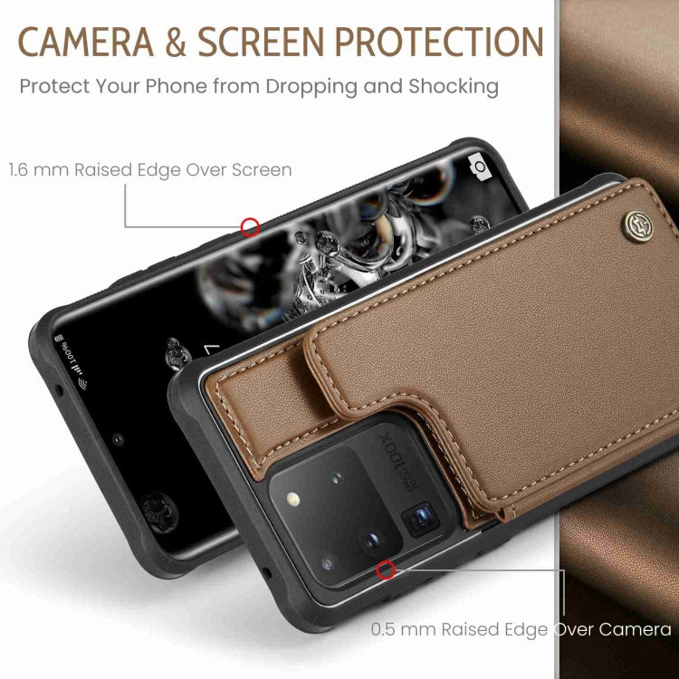 For Samsung Galaxy S20 Ultra CaseMe C22 Card Slots Holder RFID Anti-theft Phone Case(Brown) - free shipping - PMC Jewellery - Order now!
