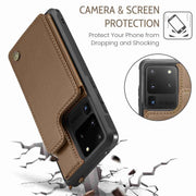 For Samsung Galaxy S20 Ultra CaseMe C22 Card Slots Holder RFID Anti-theft Phone Case(Brown)