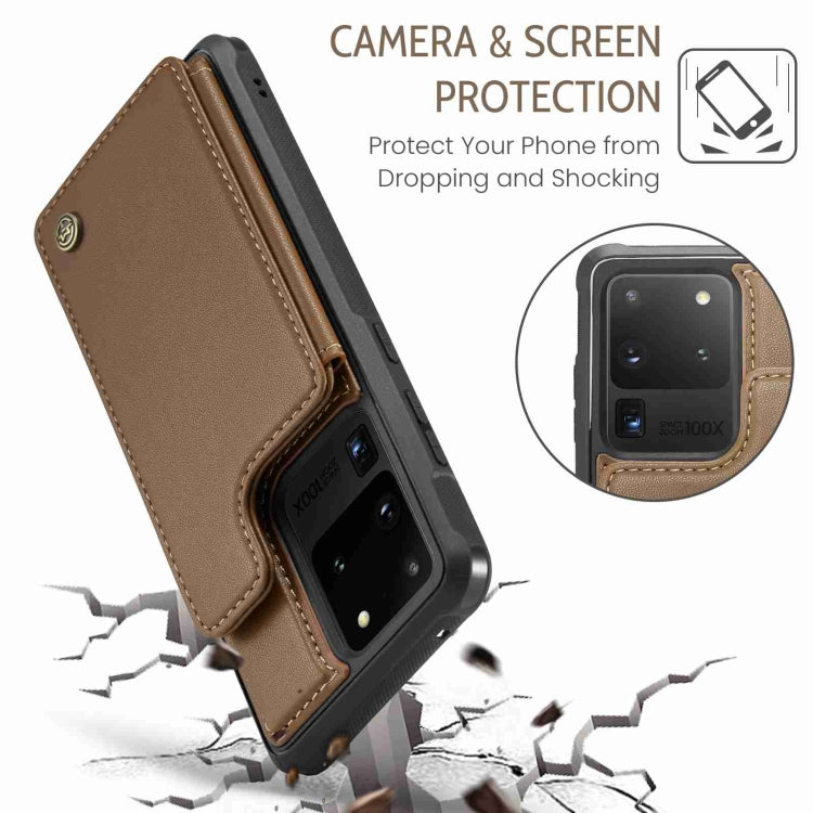 For Samsung Galaxy S20 Ultra CaseMe C22 Card Slots Holder RFID Anti-theft Phone Case(Brown)