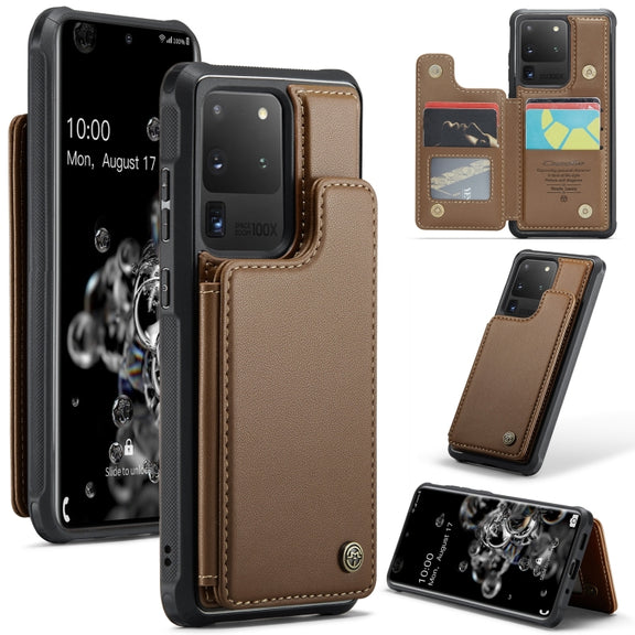 For Samsung Galaxy S20 Ultra CaseMe C22 Card Slots Holder RFID Anti-theft Phone Case(Brown)