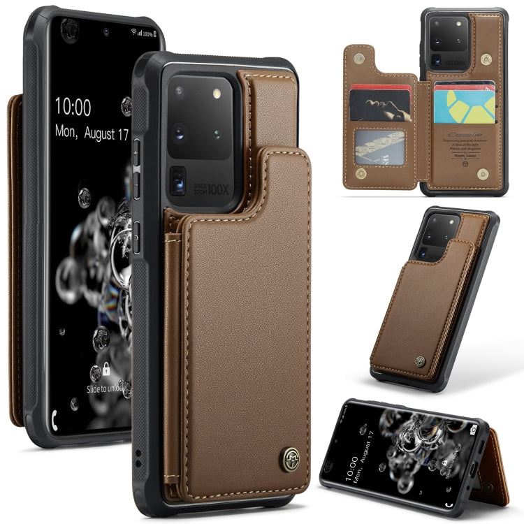 For Samsung Galaxy S20 Ultra CaseMe C22 Card Slots Holder RFID Anti-theft Phone Case(Brown) - free shipping - PMC Jewellery - Order now!