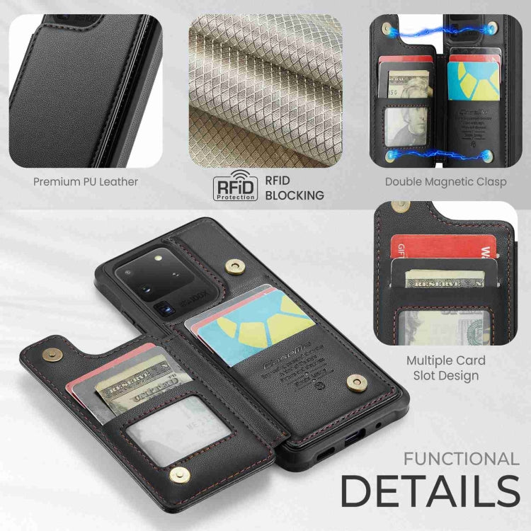 For Samsung Galaxy S20 Ultra CaseMe C22 Card Slots Holder RFID Anti-theft Phone Case(Black)