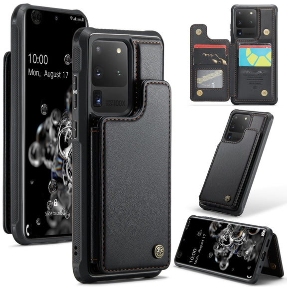 For Samsung Galaxy S20 Ultra CaseMe C22 Card Slots Holder RFID Anti-theft Phone Case(Black)