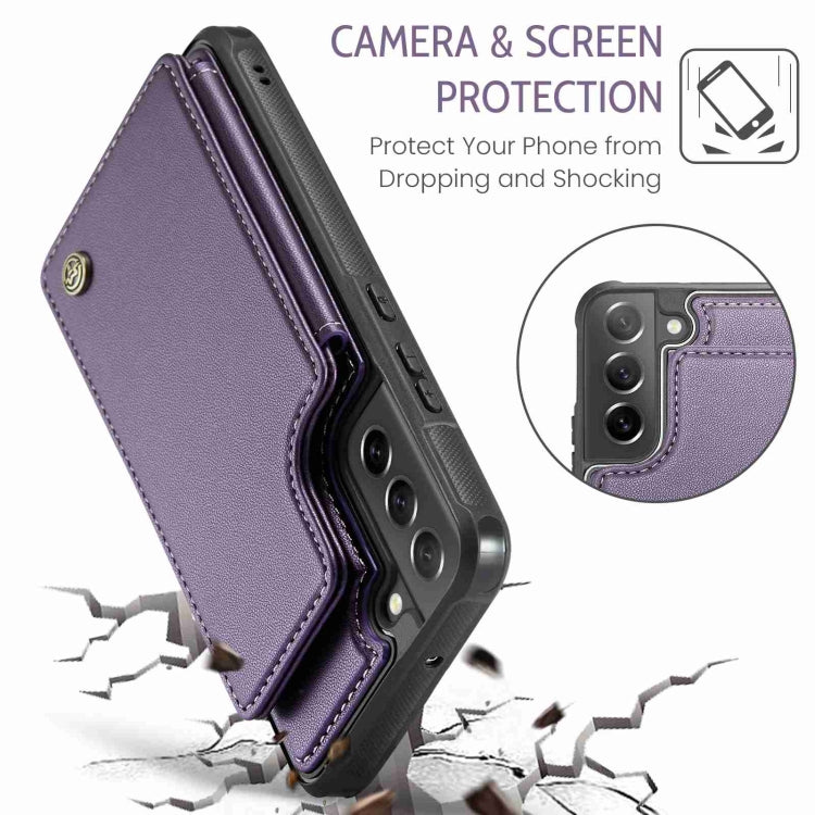 For Samsung Galaxy S21 FE 5G CaseMe C22 Card Slots Holder RFID Anti-theft Phone Case(Purple) - free shipping - PMC Jewellery - Order now!