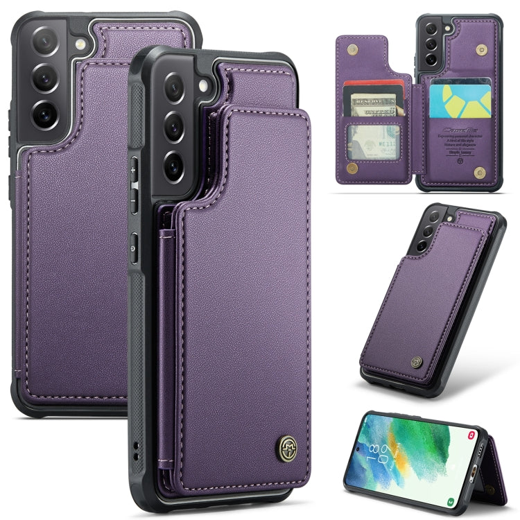 For Samsung Galaxy S21 FE 5G CaseMe C22 Card Slots Holder RFID Anti-theft Phone Case(Purple) - free shipping - PMC Jewellery - Order now!