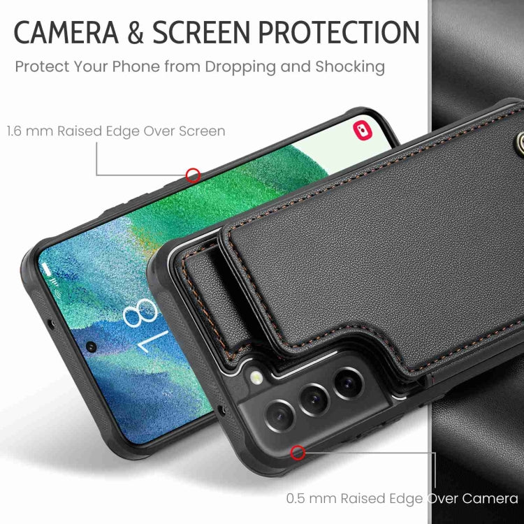 For Samsung Galaxy S21 FE 5G CaseMe C22 Card Slots Holder RFID Anti-theft Phone Case(Black) - free shipping - PMC Jewellery - Order now!
