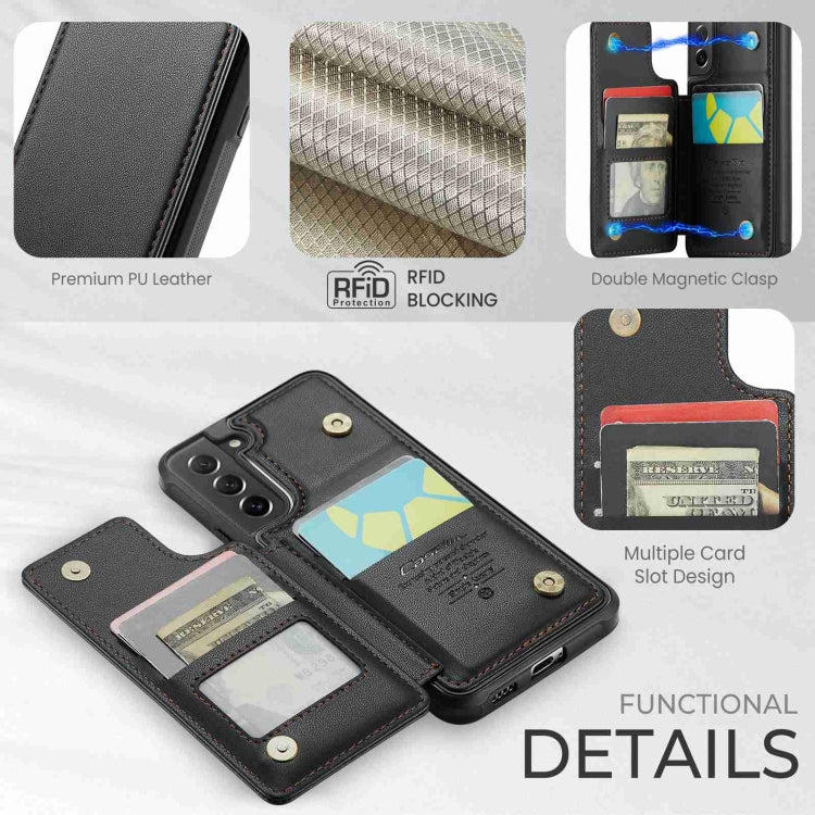 For Samsung Galaxy S21 FE 5G CaseMe C22 Card Slots Holder RFID Anti-theft Phone Case(Black) - free shipping - PMC Jewellery - Order now!