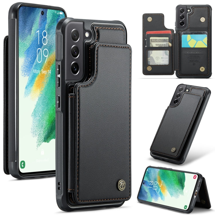 For Samsung Galaxy S21 FE 5G CaseMe C22 Card Slots Holder RFID Anti-theft Phone Case(Black) - free shipping - PMC Jewellery - Order now!