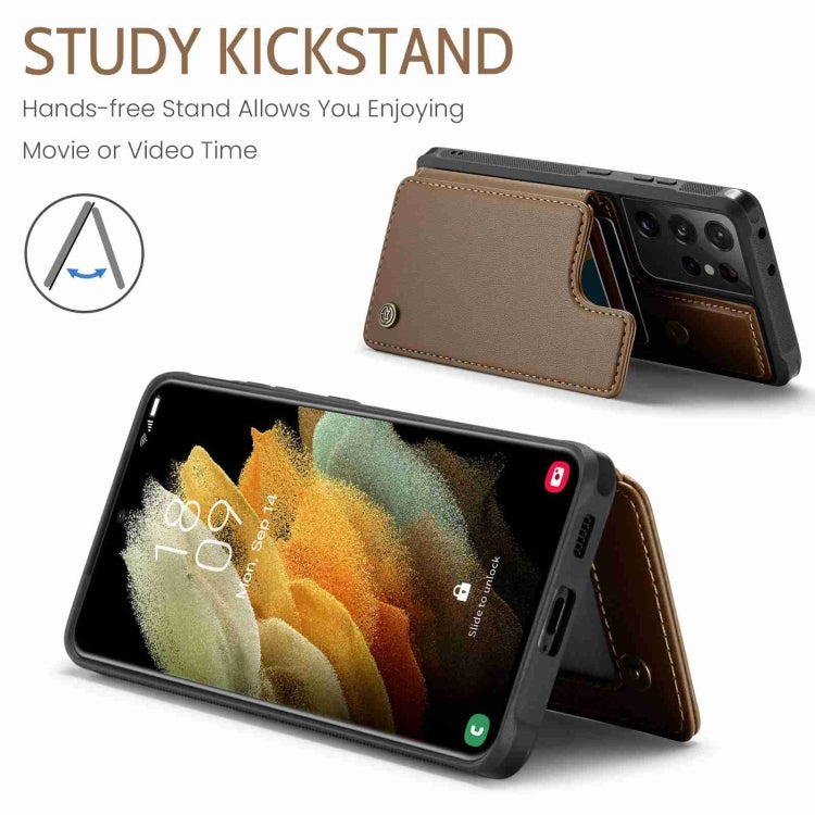 For Samsung Galaxy S21 Ultra 5G CaseMe C22 Card Slots Holder RFID Anti-theft Phone Case(Brown) - free shipping - PMC Jewellery - Order now!