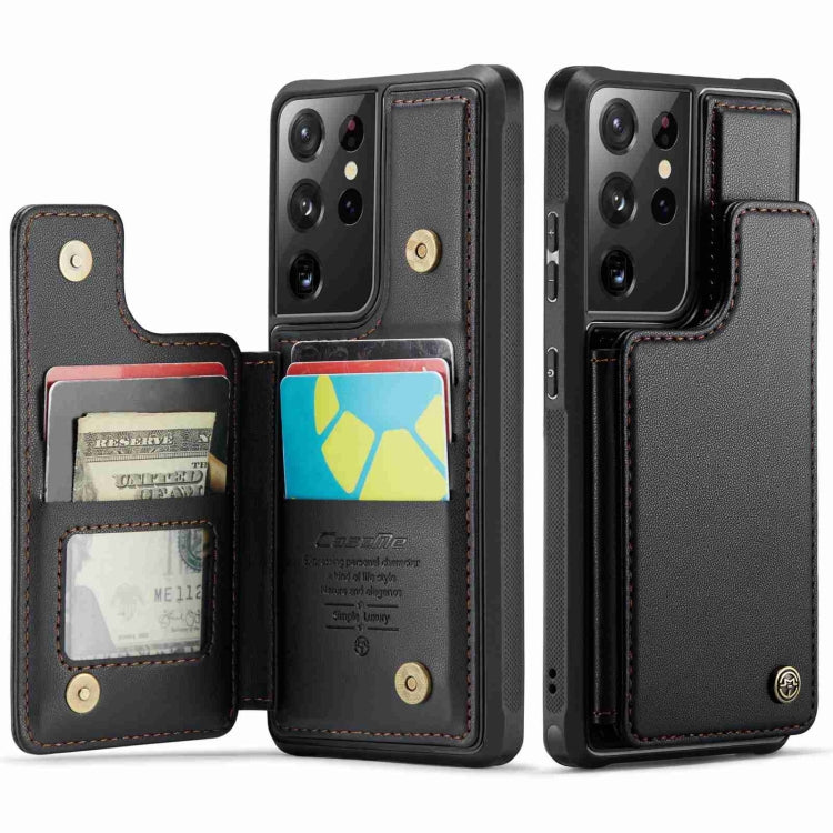 For Samsung Galaxy S21 Ultra 5G CaseMe C22 Card Slots Holder RFID Anti-theft Phone Case(Black) - free shipping - PMC Jewellery - Order now!