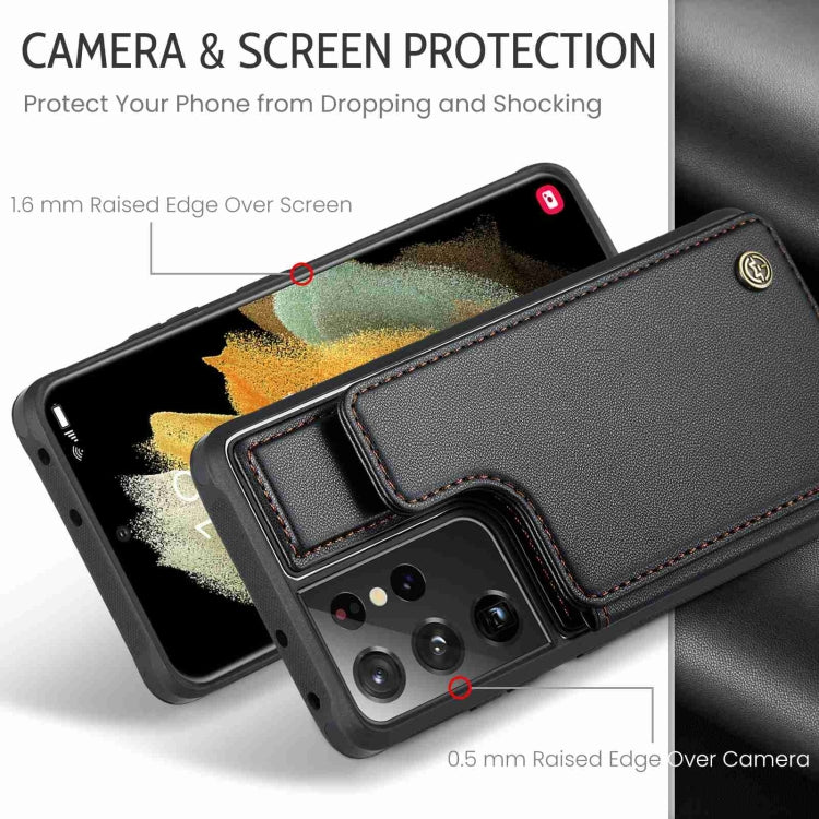 For Samsung Galaxy S21 Ultra 5G CaseMe C22 Card Slots Holder RFID Anti-theft Phone Case(Black) - free shipping - PMC Jewellery - Order now!