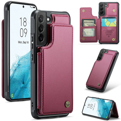 For Samsung Galaxy S22 5G CaseMe C22 Card Slots Holder RFID Anti-theft Phone Case(Wine Red) - free shipping - PMC Jewellery - Order now!