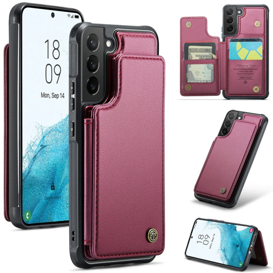 For Samsung Galaxy S22 5G CaseMe C22 Card Slots Holder RFID Anti-theft Phone Case(Wine Red) - free shipping - PMC Jewellery - Order now!