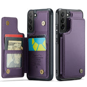 For Samsung Galaxy S22 5G CaseMe C22 Card Slots Holder RFID Anti-theft Phone Case(Purple)