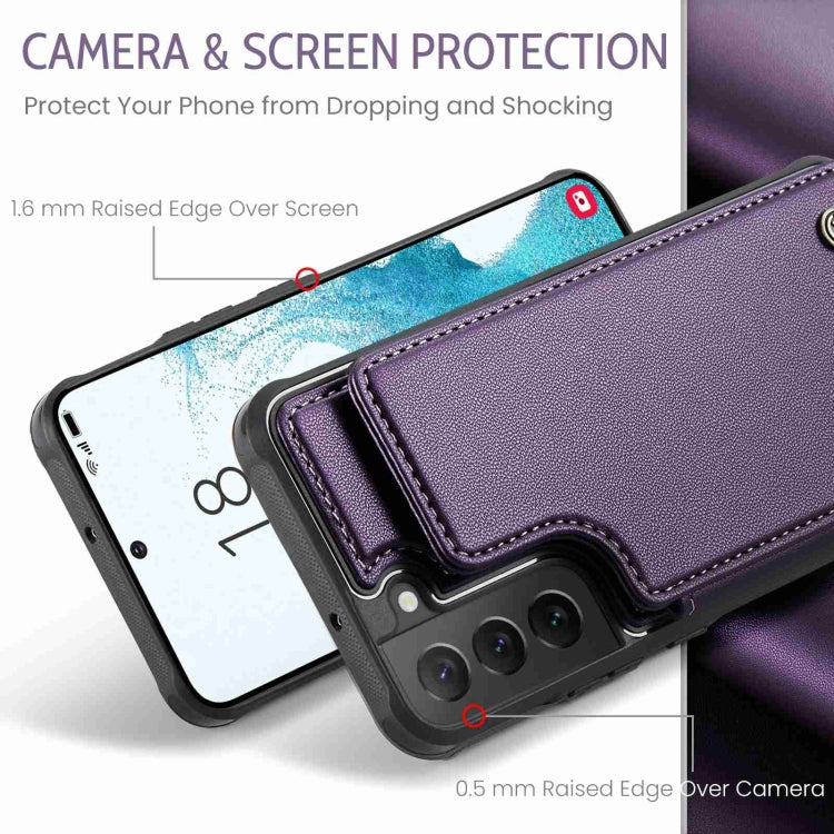 For Samsung Galaxy S22 5G CaseMe C22 Card Slots Holder RFID Anti-theft Phone Case(Purple)
