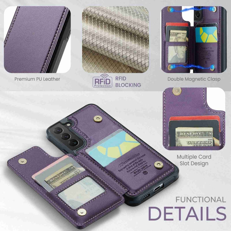 For Samsung Galaxy S22 5G CaseMe C22 Card Slots Holder RFID Anti-theft Phone Case(Purple)