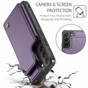 For Samsung Galaxy S22 5G CaseMe C22 Card Slots Holder RFID Anti-theft Phone Case(Purple)