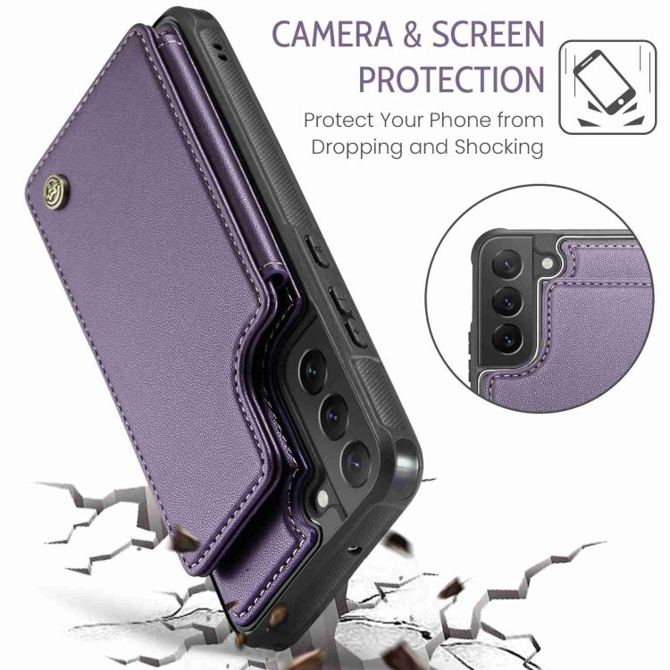 For Samsung Galaxy S22 5G CaseMe C22 Card Slots Holder RFID Anti-theft Phone Case(Purple)