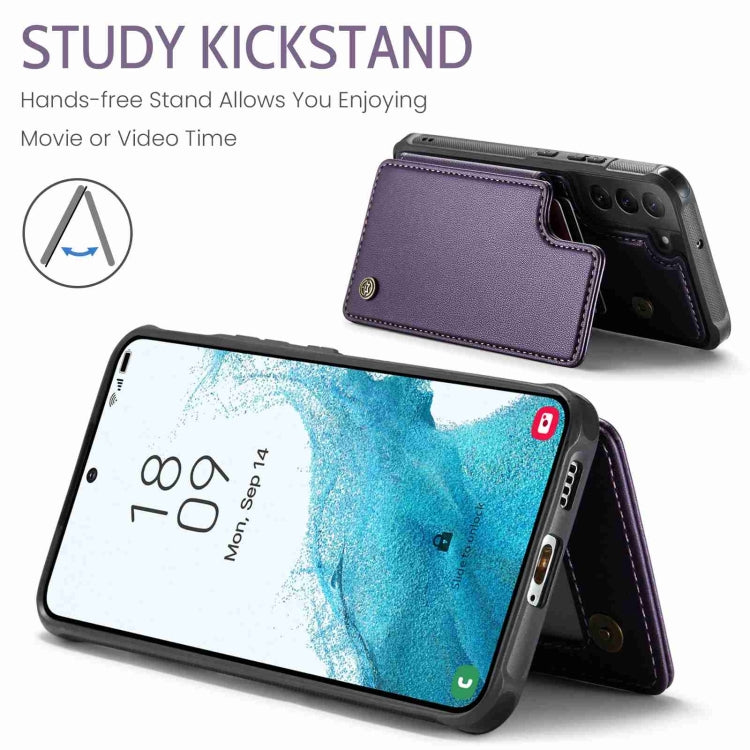 For Samsung Galaxy S22 5G CaseMe C22 Card Slots Holder RFID Anti-theft Phone Case(Purple)