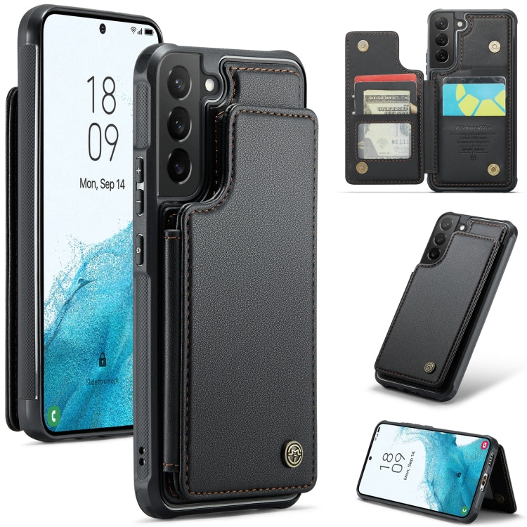 For Samsung Galaxy S22 5G CaseMe C22 Card Slots Holder RFID Anti-theft Phone Case(Black) - free shipping - PMC Jewellery - Order now!