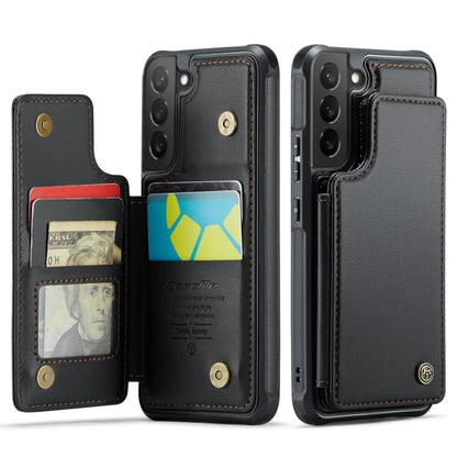For Samsung Galaxy S22 5G CaseMe C22 Card Slots Holder RFID Anti-theft Phone Case(Black) - free shipping - PMC Jewellery - Order now!