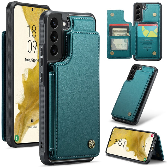 For Samsung Galaxy S22+ 5G CaseMe C22 Card Slots Holder RFID Anti-theft Phone Case(Blue Green)