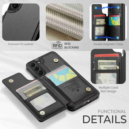 For Samsung Galaxy S22+ 5G CaseMe C22 Card Slots Holder RFID Anti-theft Phone Case(Black) - free shipping - PMC Jewellery - Order now!
