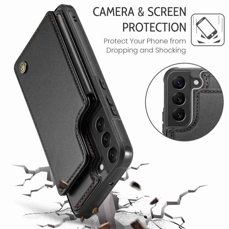 For Samsung Galaxy S22+ 5G CaseMe C22 Card Slots Holder RFID Anti-theft Phone Case(Black) - free shipping - PMC Jewellery - Order now!