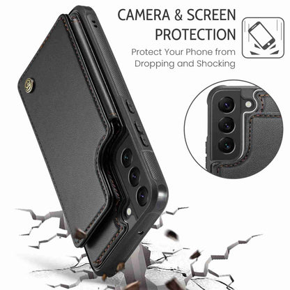 For Samsung Galaxy S22+ 5G CaseMe C22 Card Slots Holder RFID Anti-theft Phone Case(Black) - free shipping - PMC Jewellery - Order now!