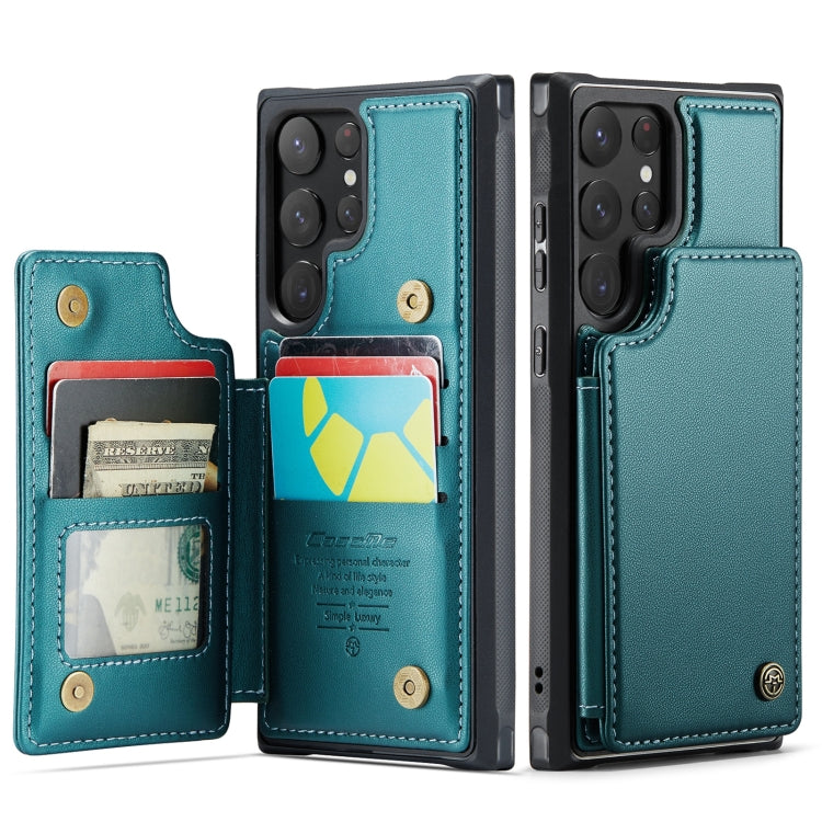 For Samsung Galaxy S22 Ultra 5G CaseMe C22 Card Slots Holder RFID Anti-theft Phone Case(Blue Green) - free shipping - PMC Jewellery - Order now!