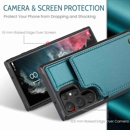 For Samsung Galaxy S22 Ultra 5G CaseMe C22 Card Slots Holder RFID Anti-theft Phone Case(Blue Green) - free shipping - PMC Jewellery - Order now!