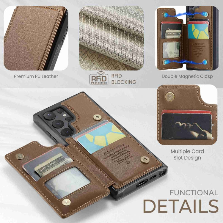 For Samsung Galaxy S22 Ultra 5G CaseMe C22 Card Slots Holder RFID Anti-theft Phone Case(Brown) - free shipping - PMC Jewellery - Order now!