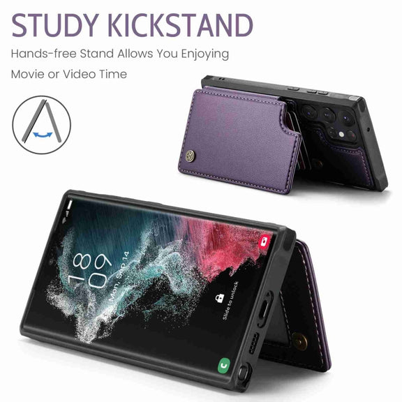 For Samsung Galaxy S22 Ultra 5G CaseMe C22 Card Slots Holder RFID Anti-theft Phone Case(Purple)