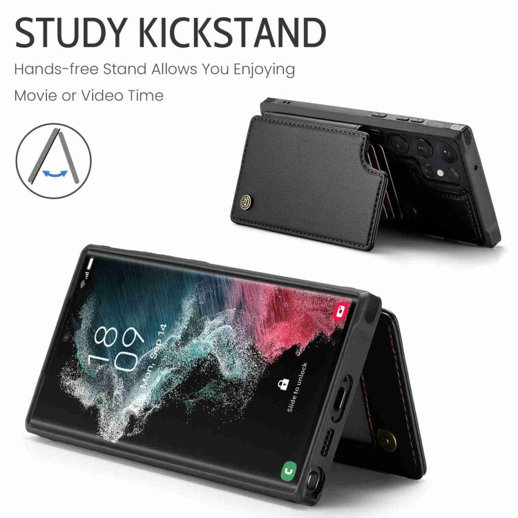 For Samsung Galaxy S22 Ultra 5G CaseMe C22 Card Slots Holder RFID Anti-theft Phone Case(Black) - free shipping - PMC Jewellery - Order now!