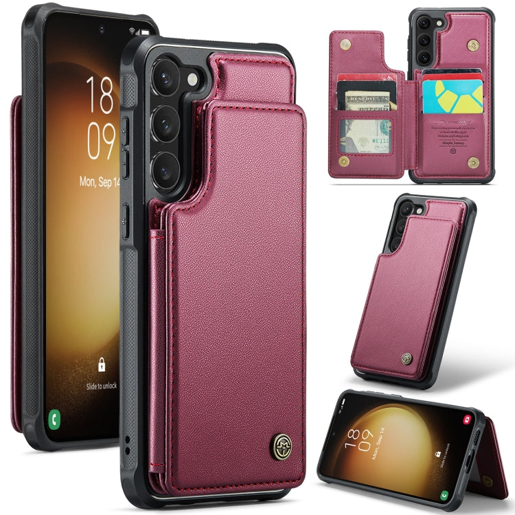 For Samsung Galaxy S23+ 5G CaseMe C22 Card Slots Holder RFID Anti-theft Phone Case(Wine Red) - free shipping - PMC Jewellery - Order now!