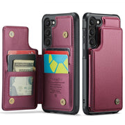 For Samsung Galaxy S23+ 5G CaseMe C22 Card Slots Holder RFID Anti-theft Phone Case(Wine Red)