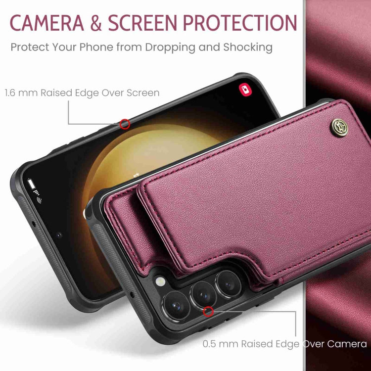 For Samsung Galaxy S23+ 5G CaseMe C22 Card Slots Holder RFID Anti-theft Phone Case(Wine Red) - free shipping - PMC Jewellery - Order now!