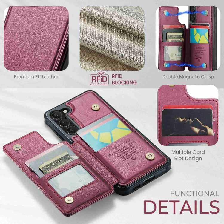 For Samsung Galaxy S23+ 5G CaseMe C22 Card Slots Holder RFID Anti-theft Phone Case(Wine Red)