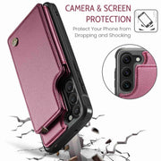 For Samsung Galaxy S23+ 5G CaseMe C22 Card Slots Holder RFID Anti-theft Phone Case(Wine Red)