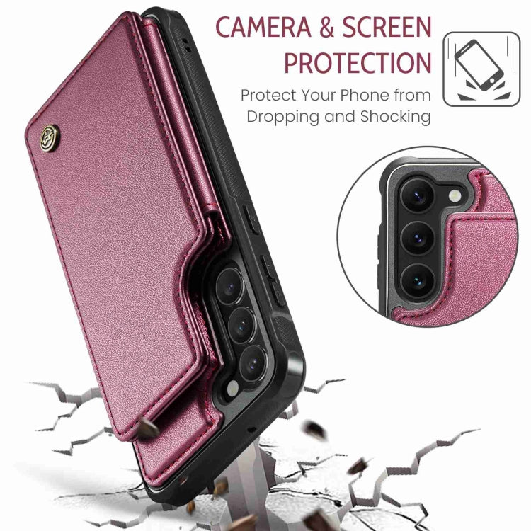 For Samsung Galaxy S23+ 5G CaseMe C22 Card Slots Holder RFID Anti-theft Phone Case(Wine Red)